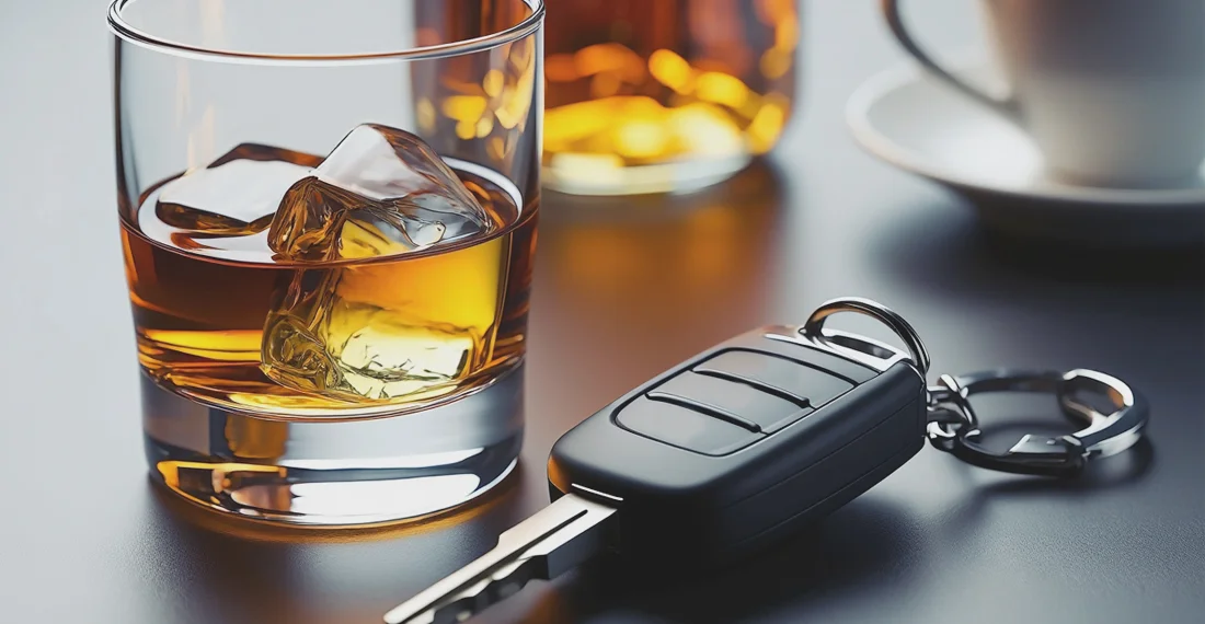 Ключи от машины и бокал алкоголя